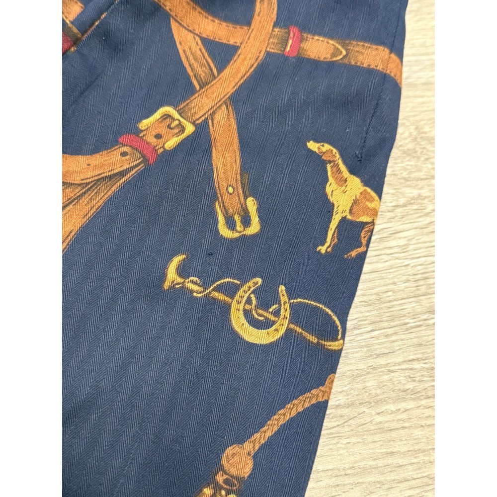 Pendleton Petite Equestrian Print Midi Skirt Navy Blue Horse Saddle Rayon Sz 12 - Picture 8 of 12